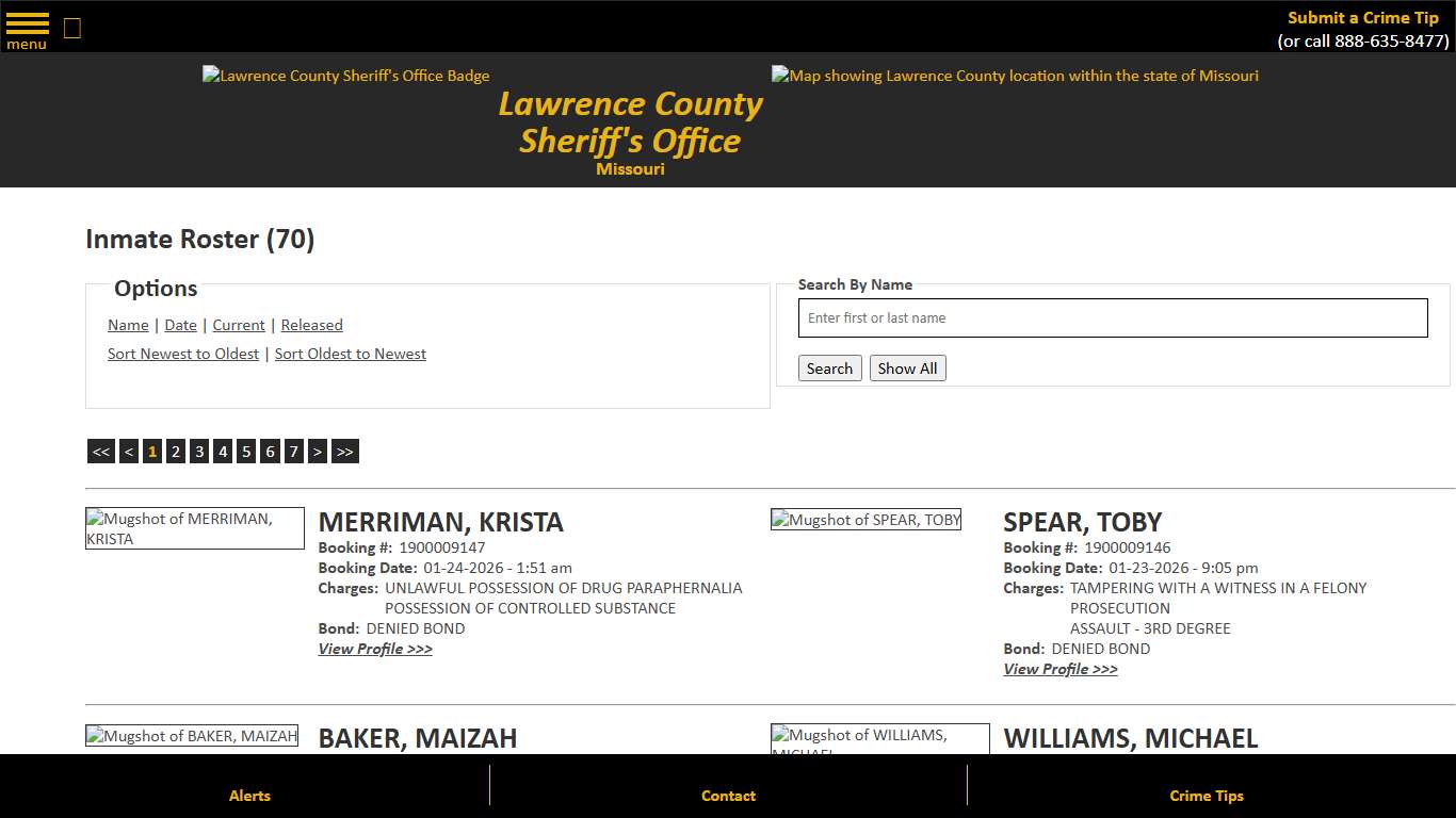 Inmate Roster - Current Inmates Booking Date Descending - Lawrence County Sheriff MO